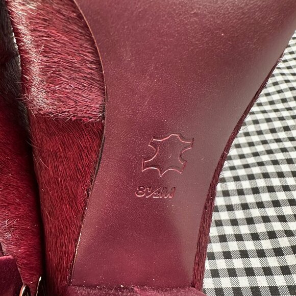 Tory Burch Satin Burgundy Red Mary Jane Imogene Gold Dragonfly Heel Women's 8.5 - Picture 6 of 6